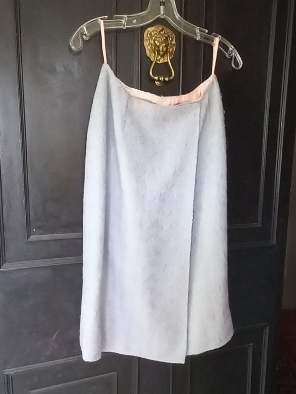 CHANEL Pale Blue Wool Wrap S-L Skirt